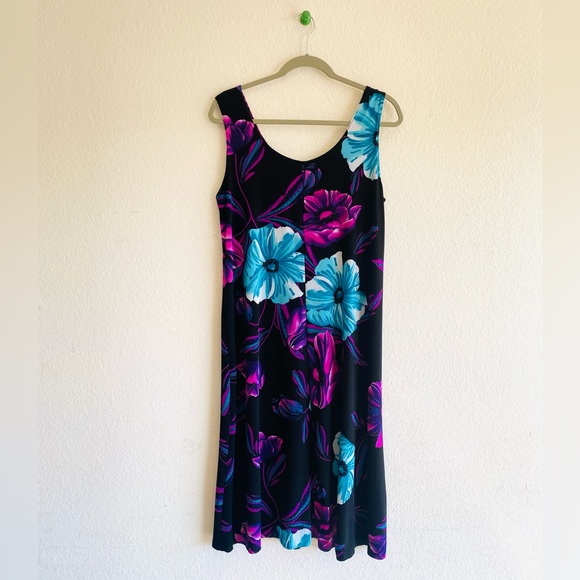 Jostar Poly Spandex Travel Knit Slinky Stretch Floral Dress - Picture 5 of 9